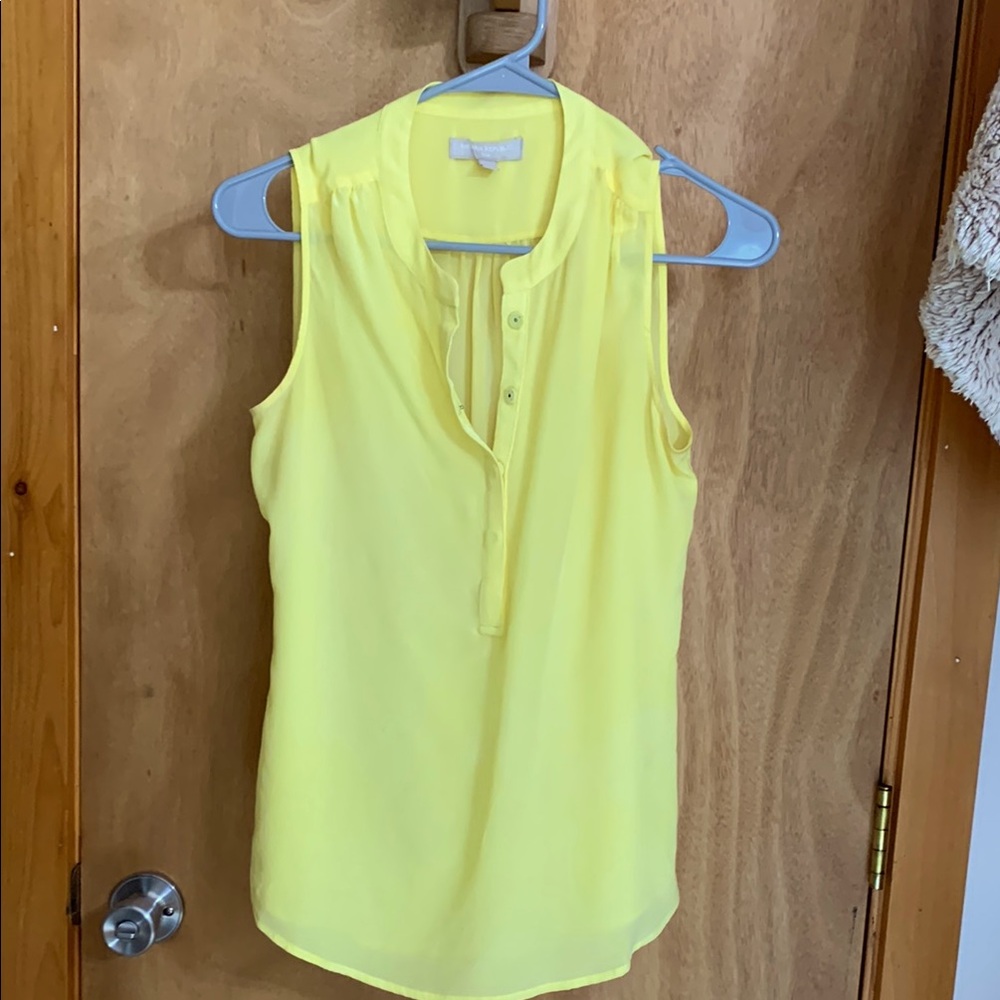 Banana Republic yellow silk sleeveless top.